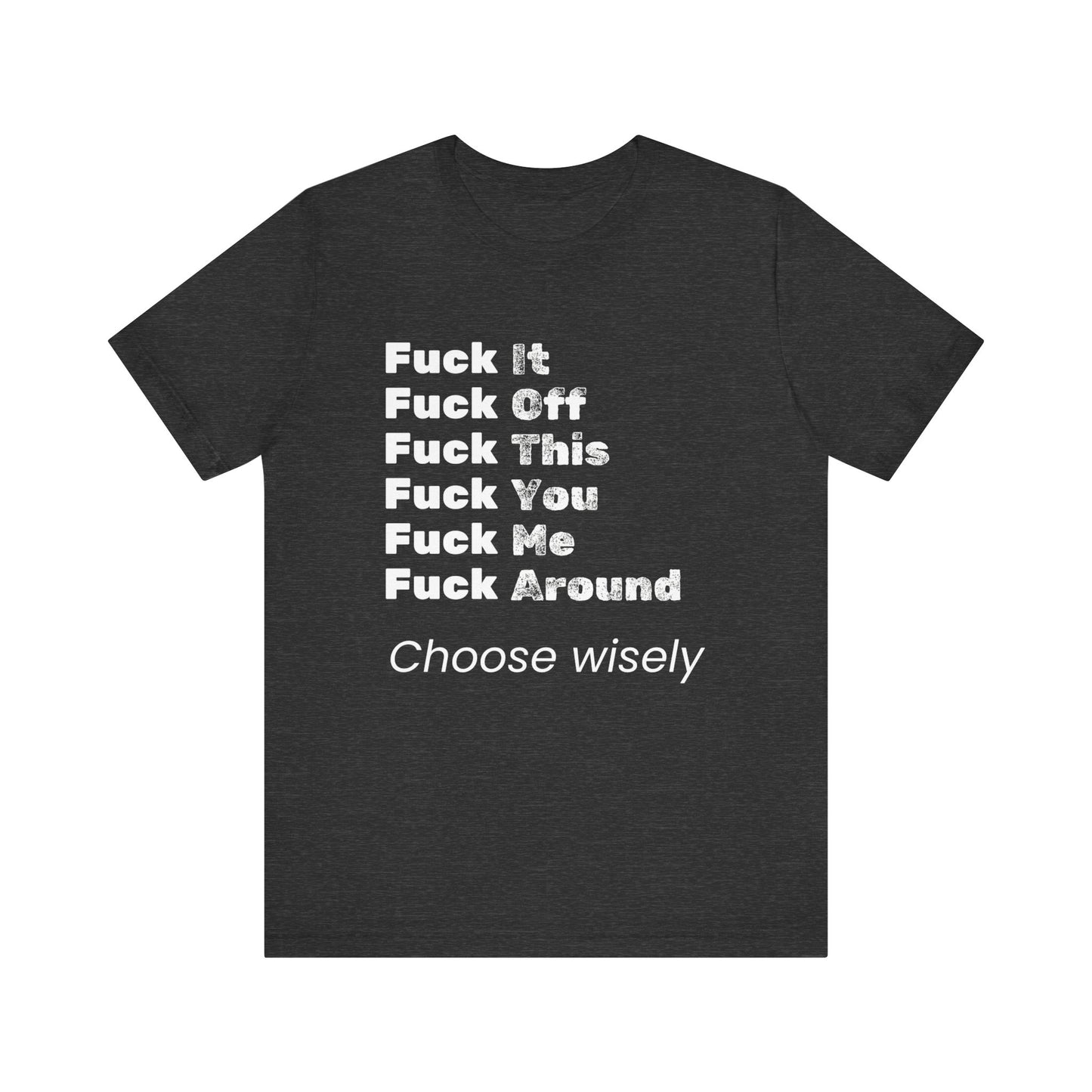 Adult humor tee shirt in color dark grey heather