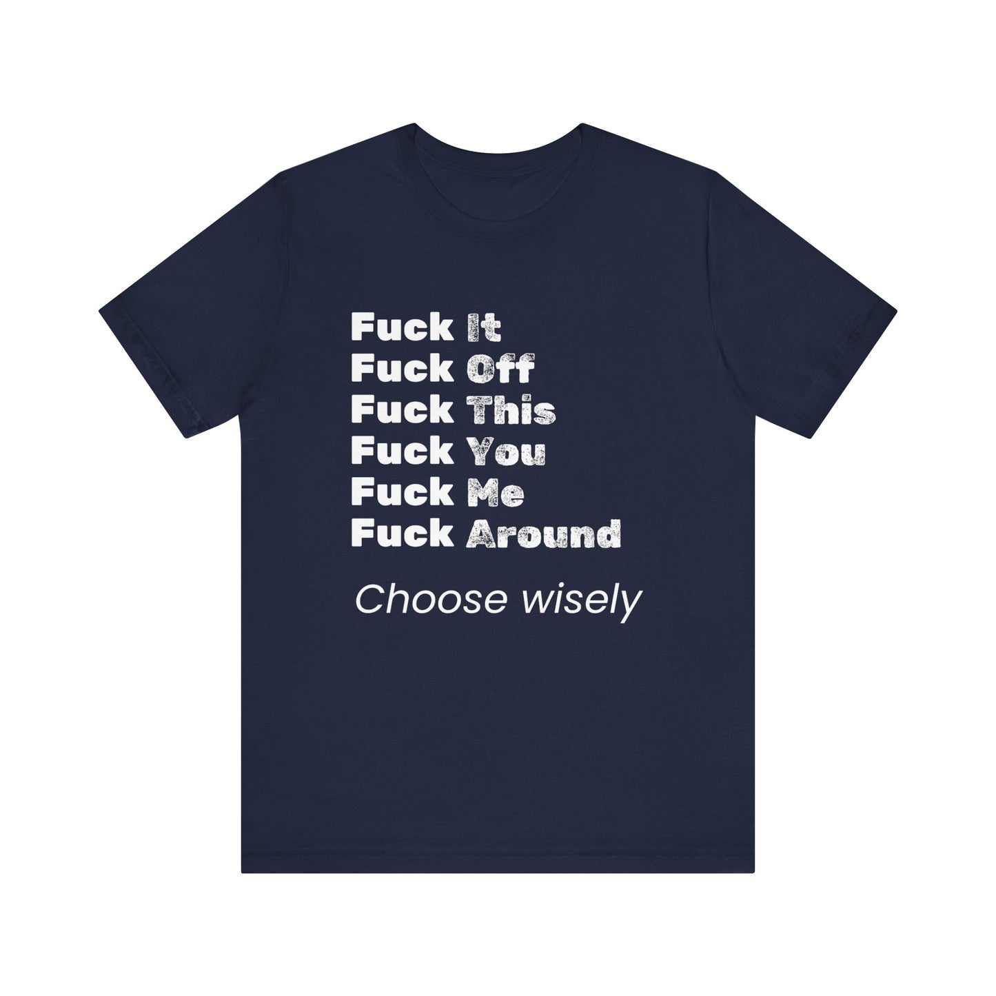 Adult humor tee shirt in color navy