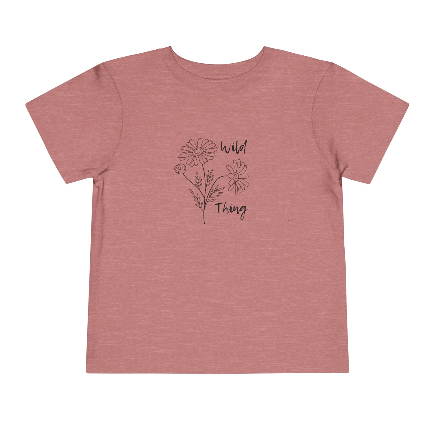 Comfortable funny graphic toddler tee stating 'wild thing' in color heather mauve
