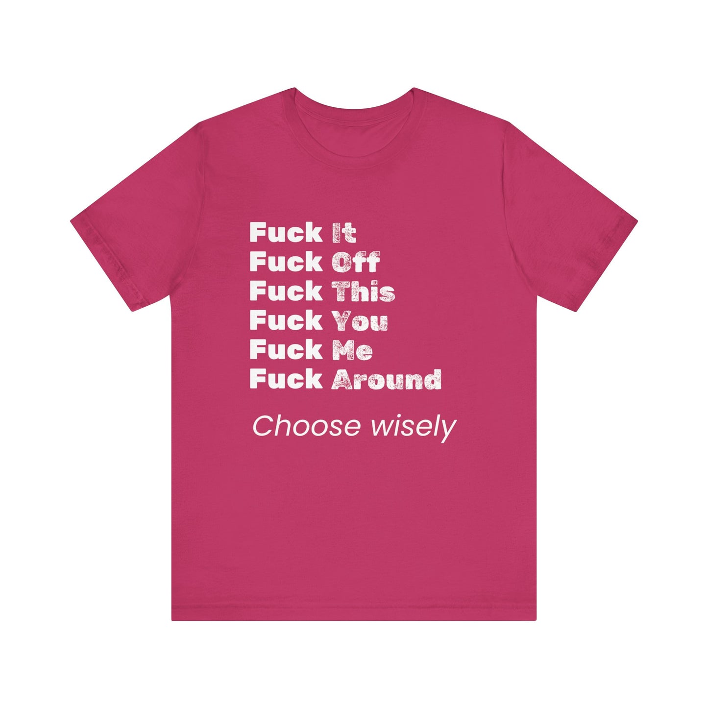 Adult humor tee shirt in color berry