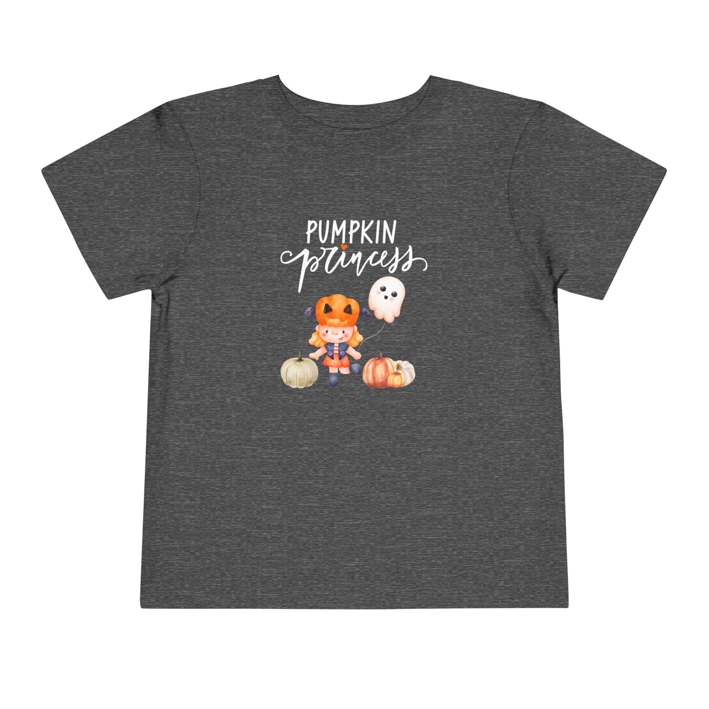 Halloween toddler girl tee stating 'Pumpkin Princess' in color deep heather