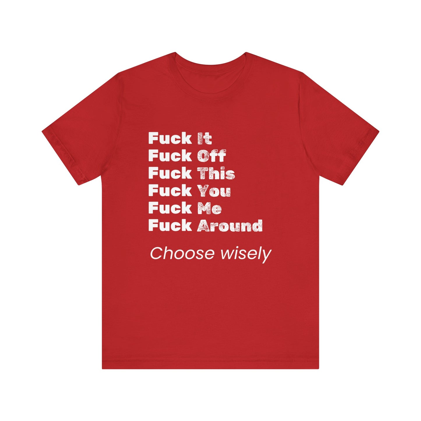 Adult humor tee shirt in color red