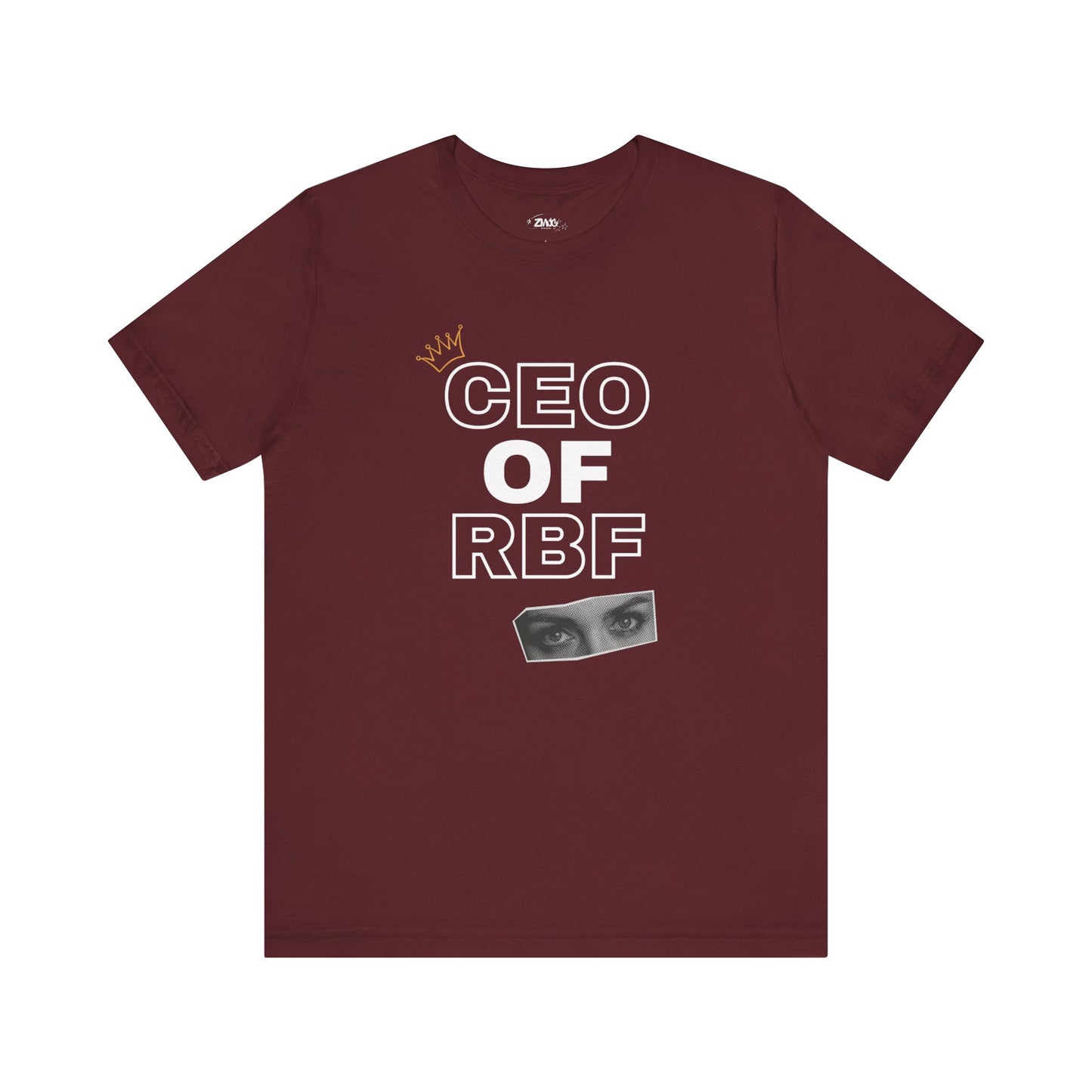 Comfortable adult humor tee stating CEO of RBF in color maroon