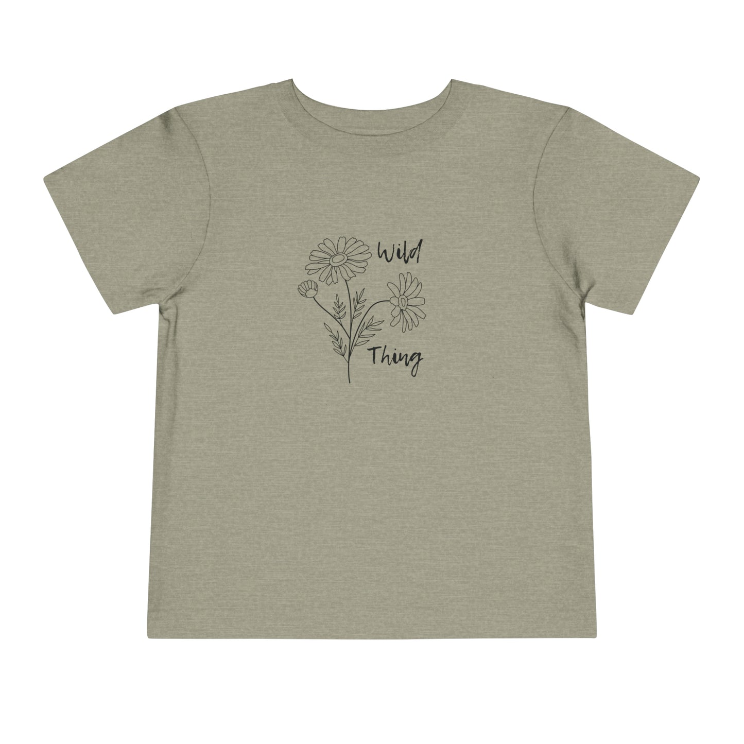 Comfortable funny graphic toddler tee stating 'wild thing' in color heather stone
