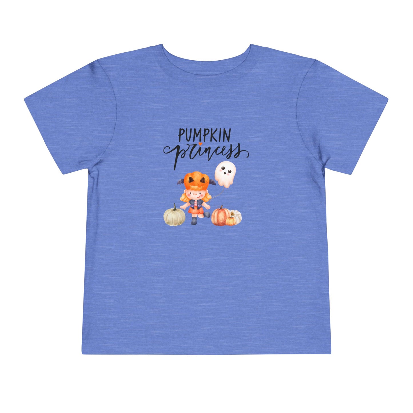 Halloween toddler girl tee stating 'Pumpkin Princess' in color heather columbia