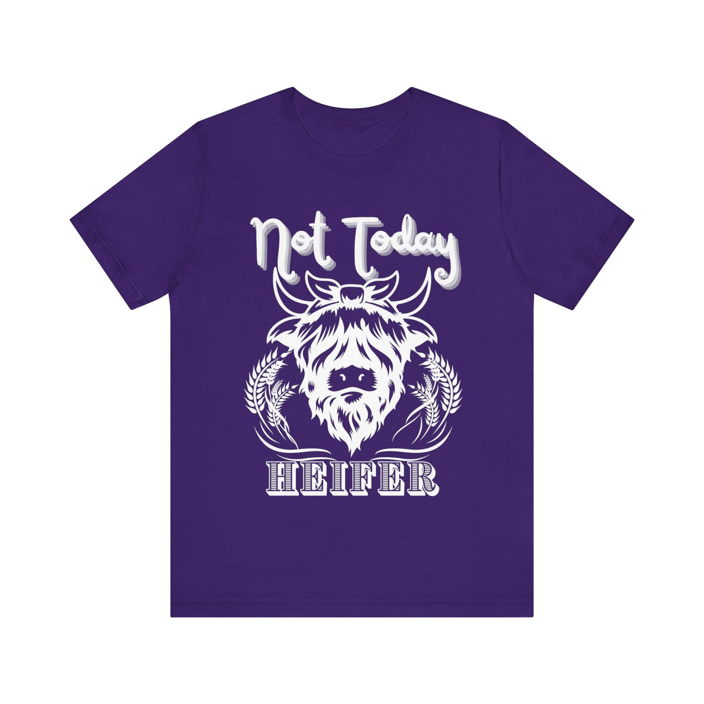 Southern women tee stating 'Not Today Heifer' in color team purple