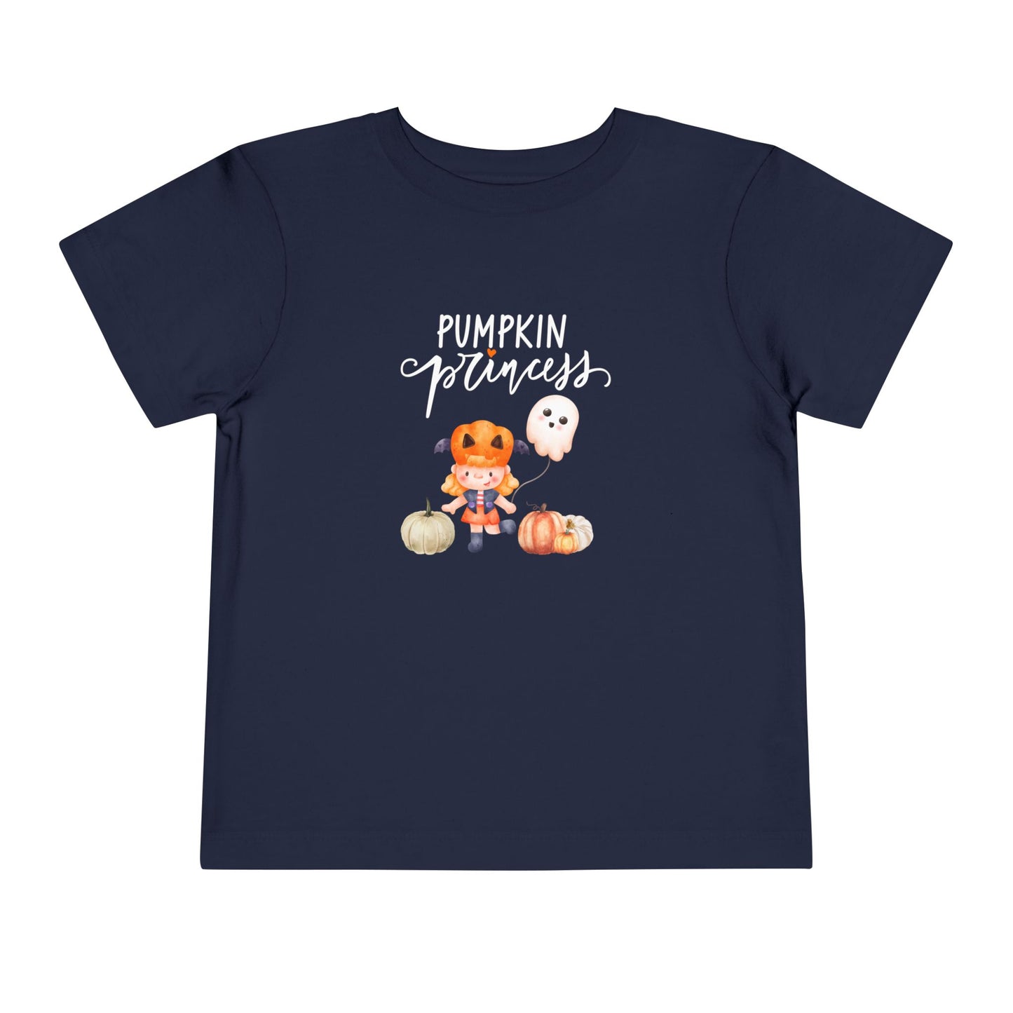 Halloween toddler girl tee stating 'Pumpkin Princess' in color navy
