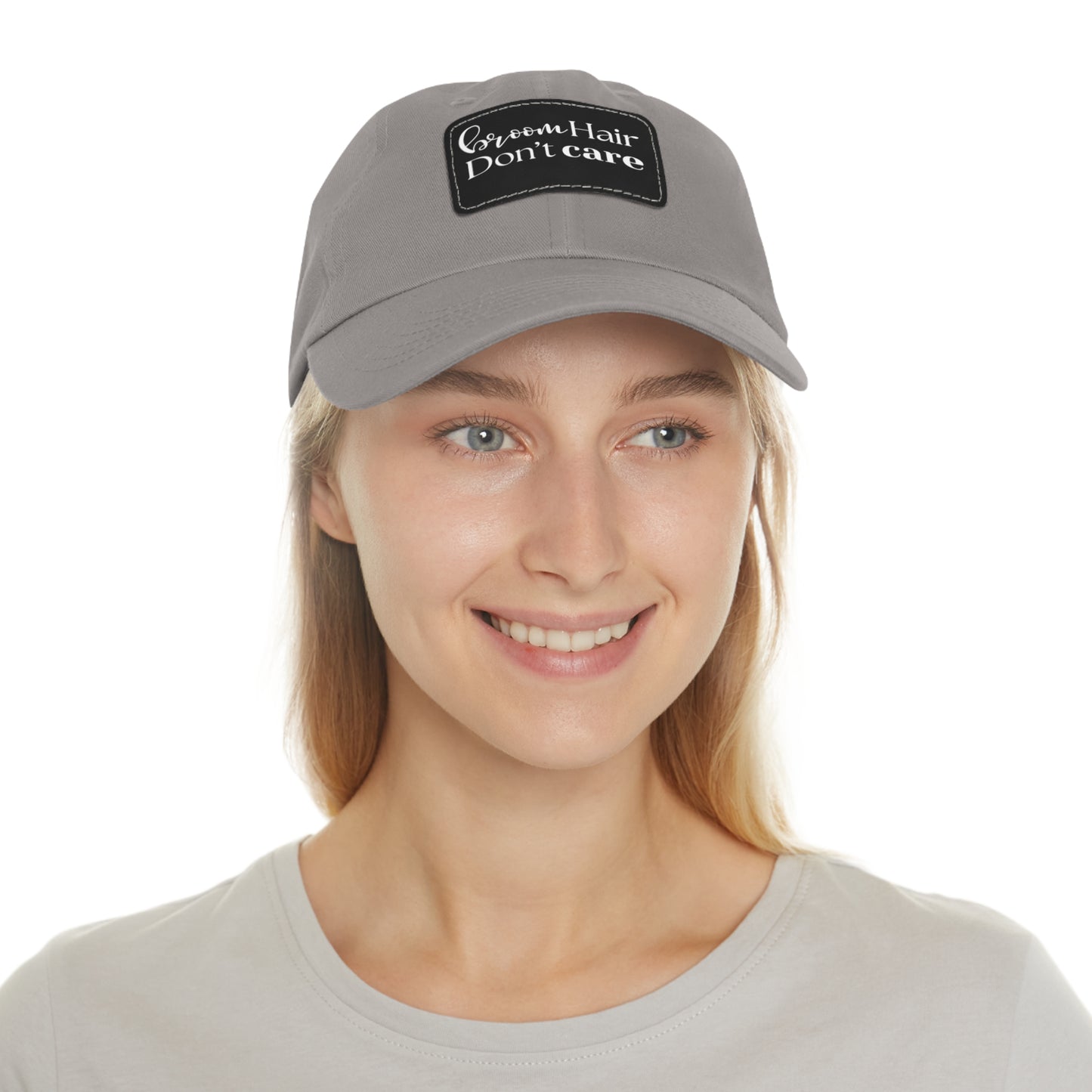 Halloween Dad Hat with Leather Patch - Broom hair. Don't care.