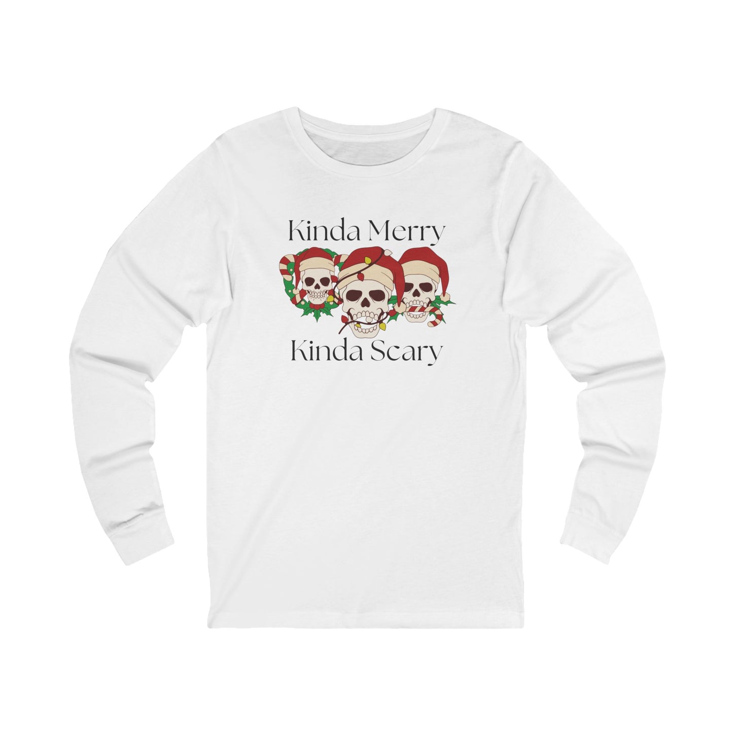 Kinda Merry Kinda Scary | Long Sleeve| Christmas T-Shirt | Graphic Tee | Gift Idea | Unisex - Men and Women Tee | Funny T-Shirt