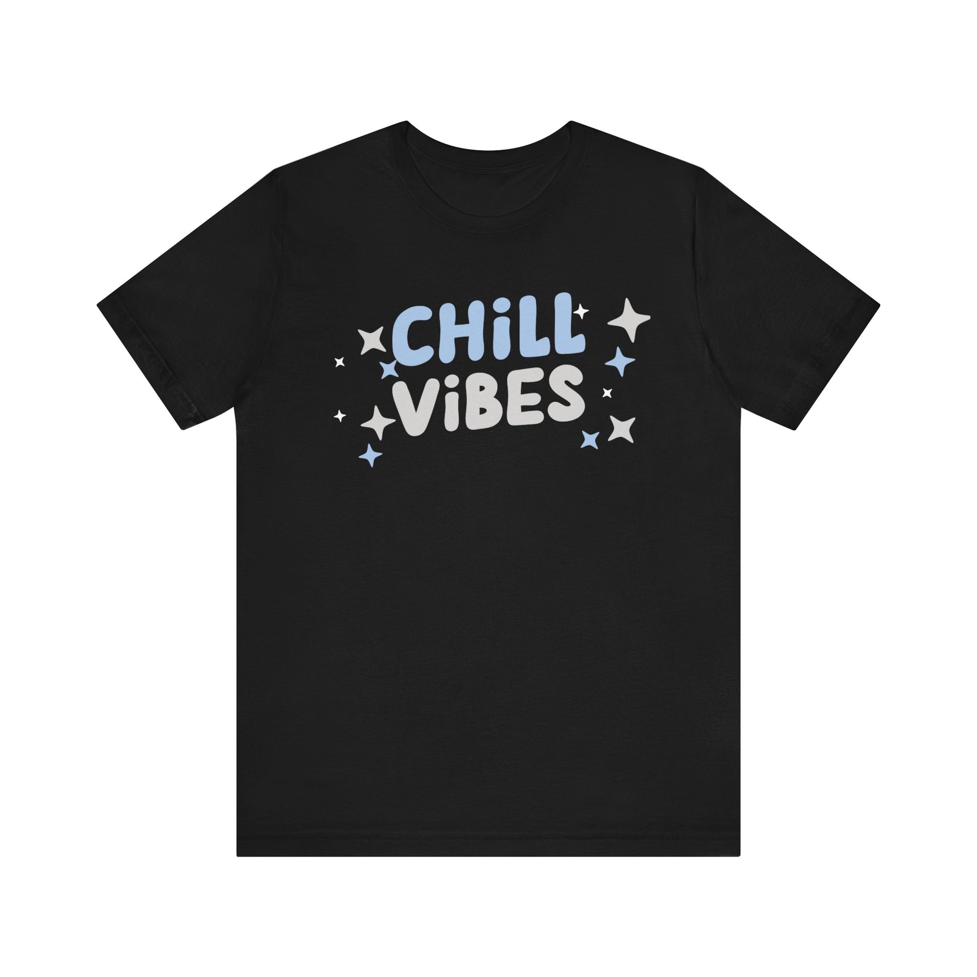 Cotton graphic tee stating 'Chill Vibes' in color black