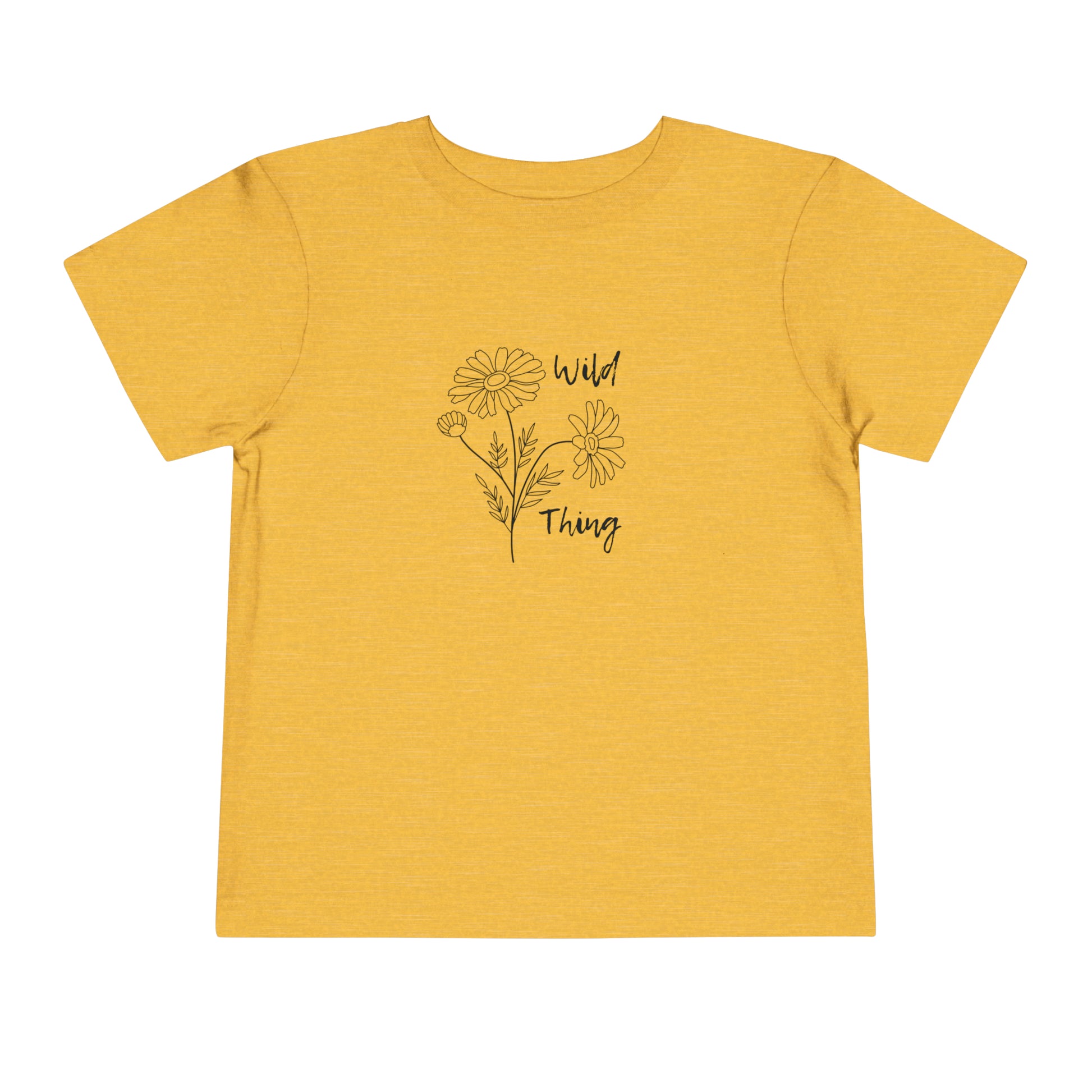 Comfortable funny graphic toddler tee stating 'wild thing' in color  golden yellow heather