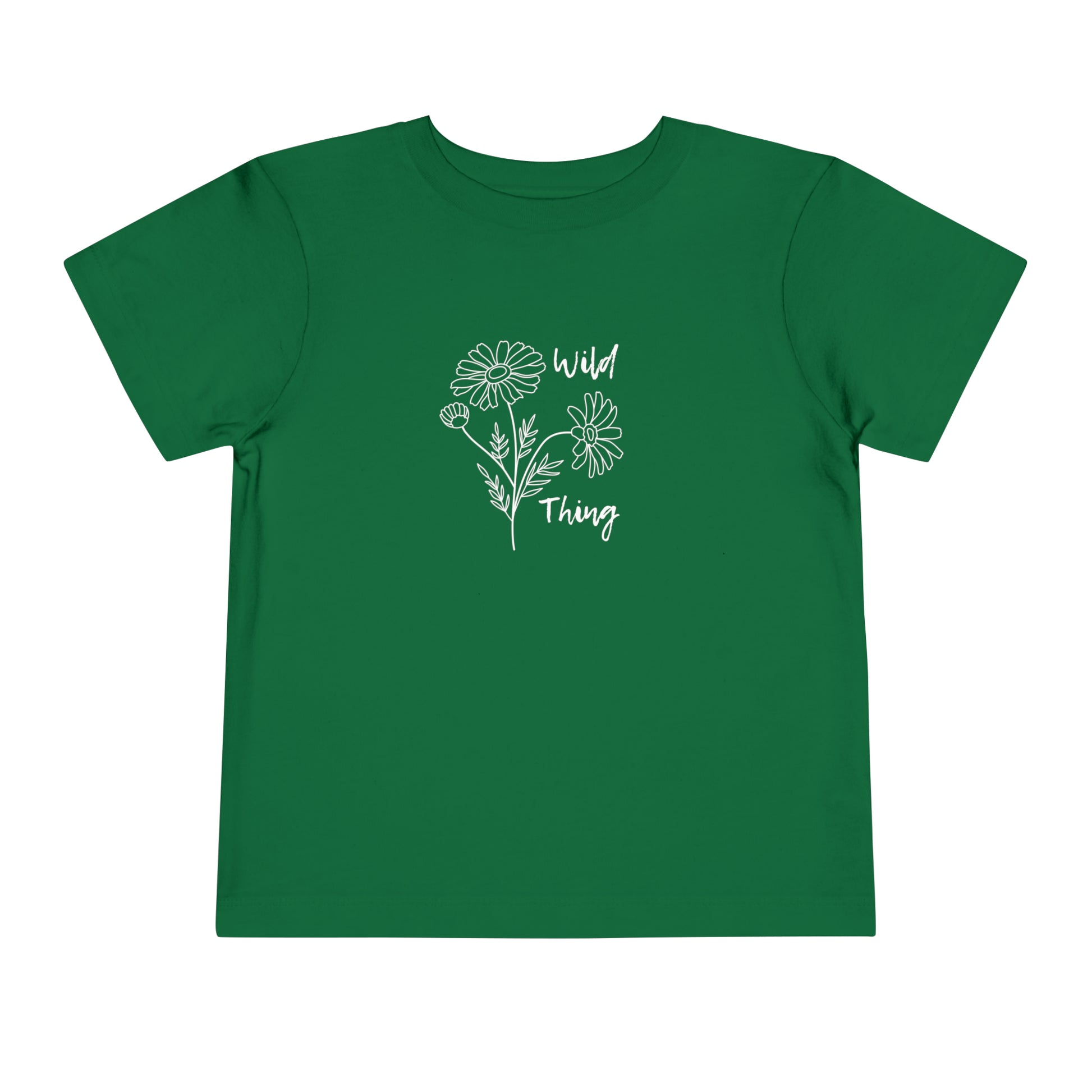 Comfortable funny graphic toddler tee stating 'wild thing' in color  kelly