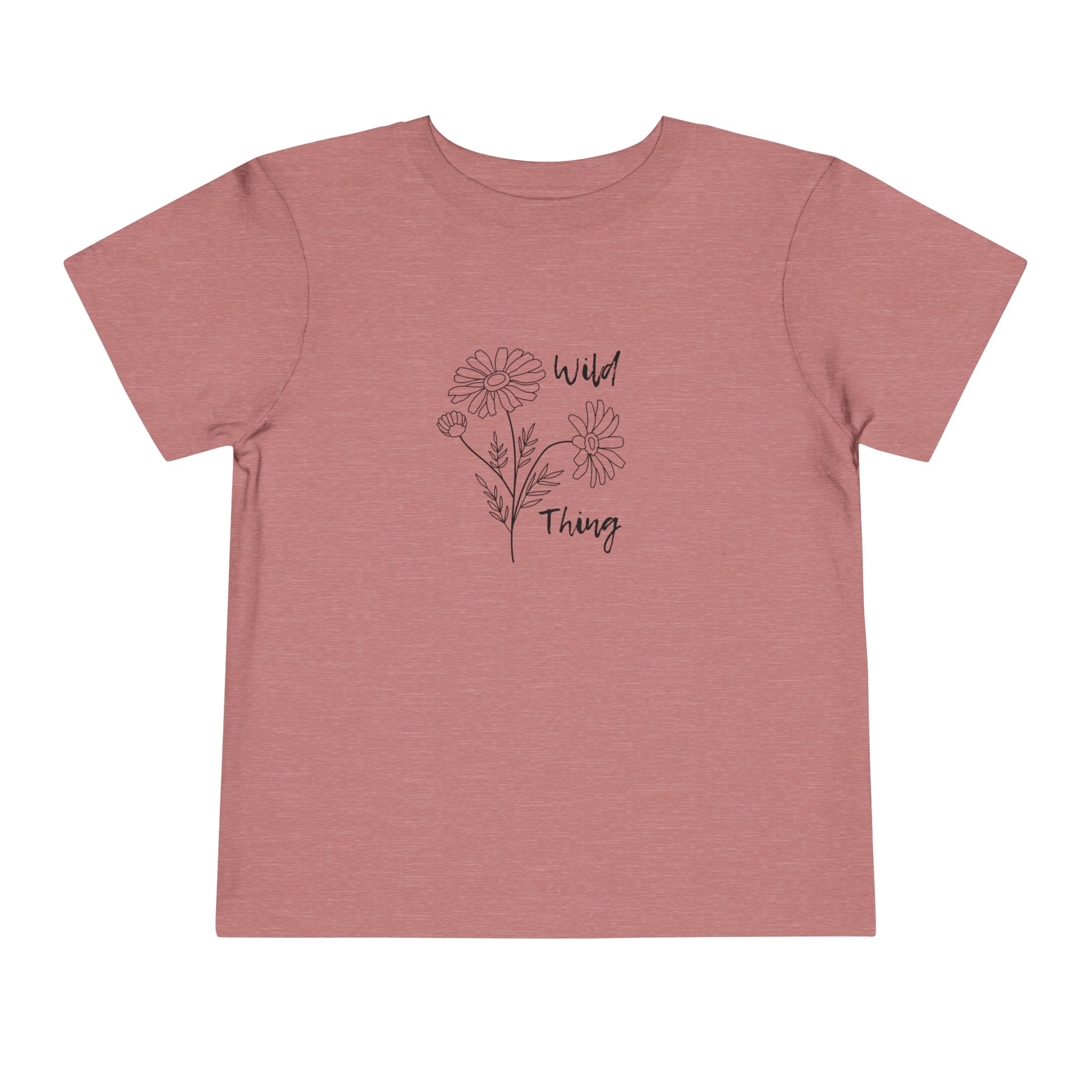 Comfortable funny graphic toddler tee stating 'wild thing' in color  heather mauve