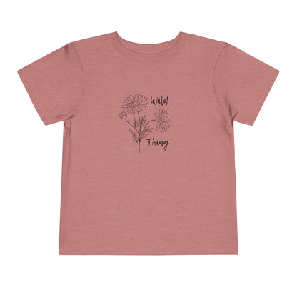 Comfortable funny graphic toddler tee stating 'wild thing' in color  heather mauve