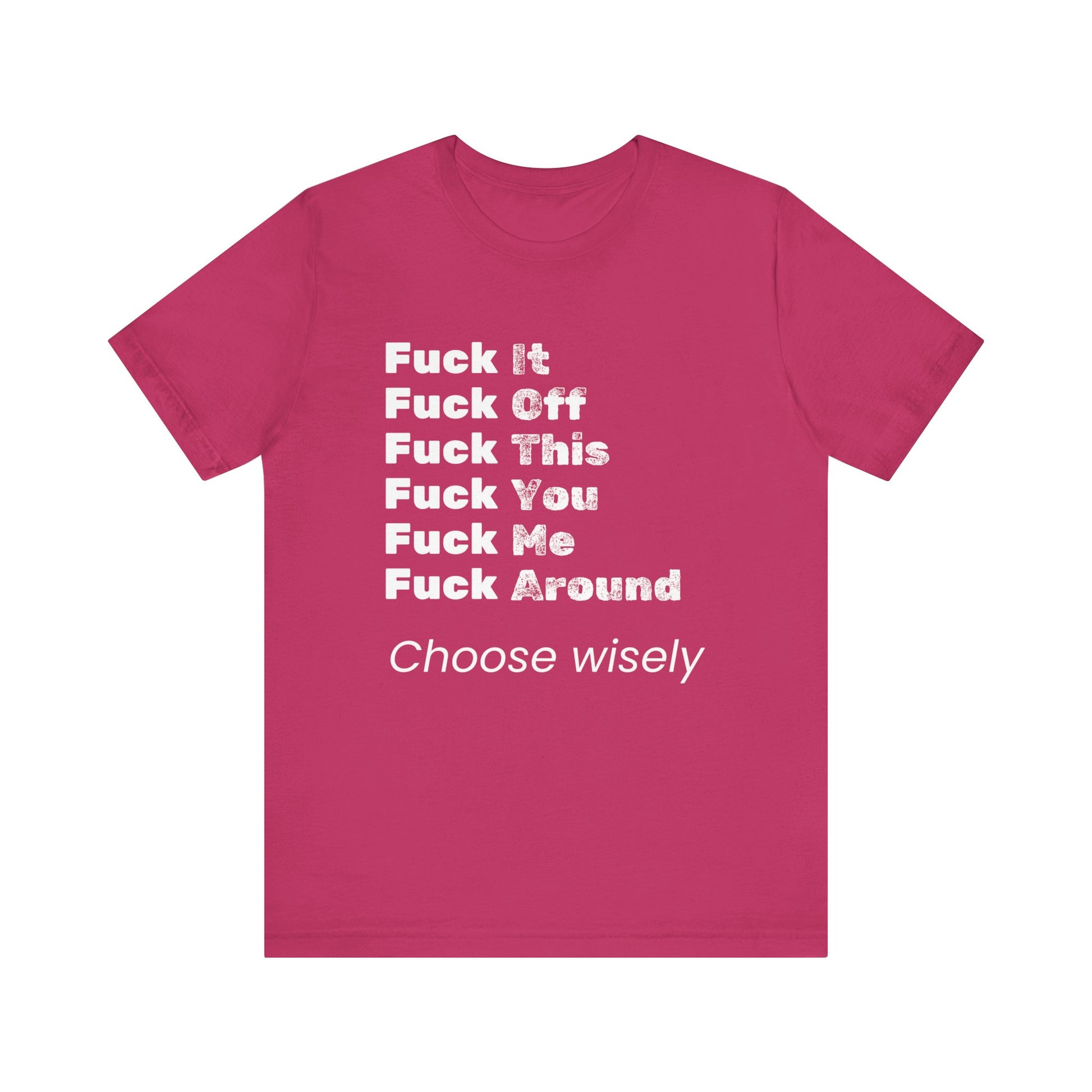 Adult humor tee shirt in color berry