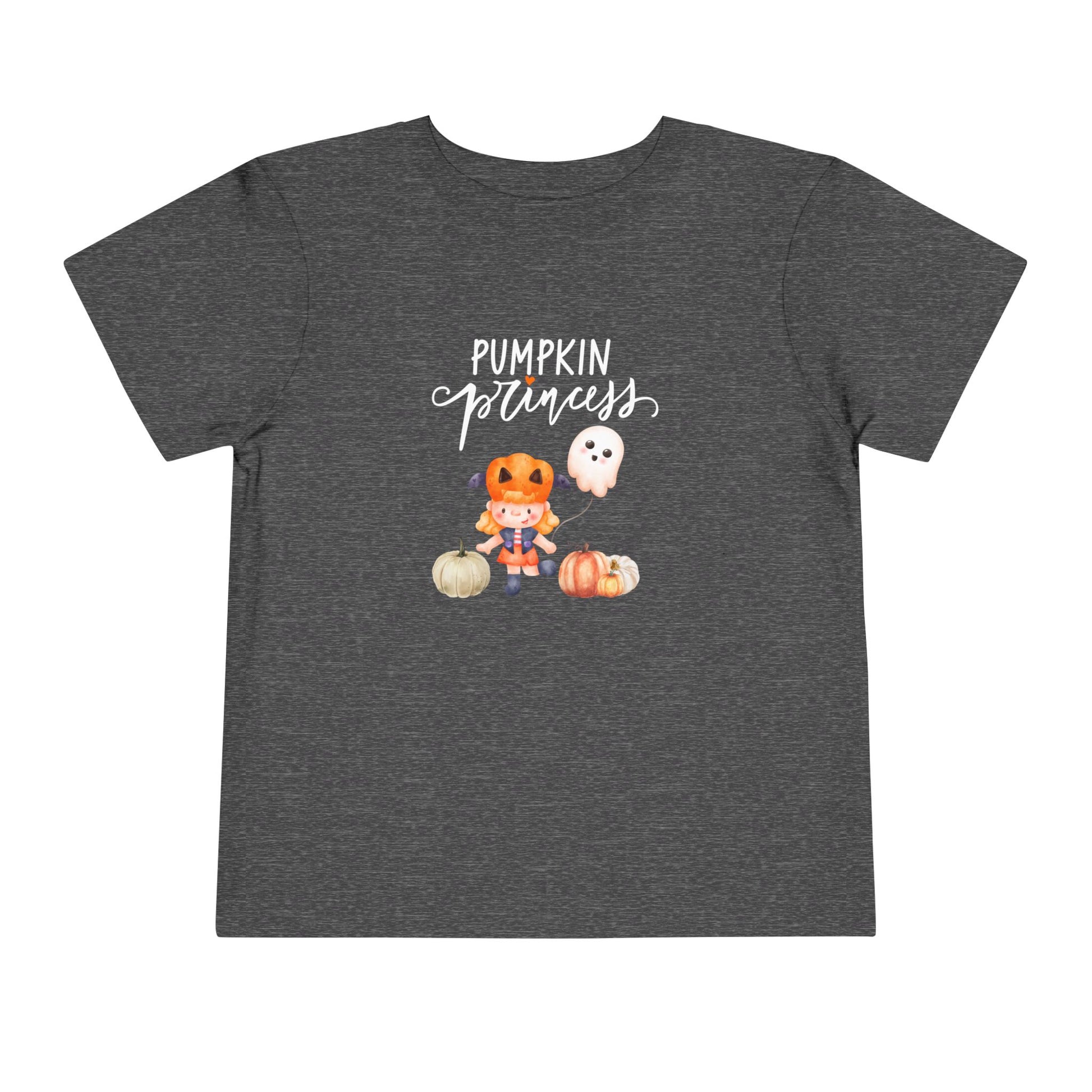 Halloween toddler girl tee stating 'Pumpkin Princess' in color deep heather
