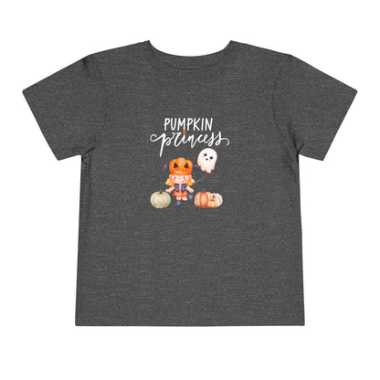 Halloween toddler girl tee stating 'Pumpkin Princess' in color deep heather