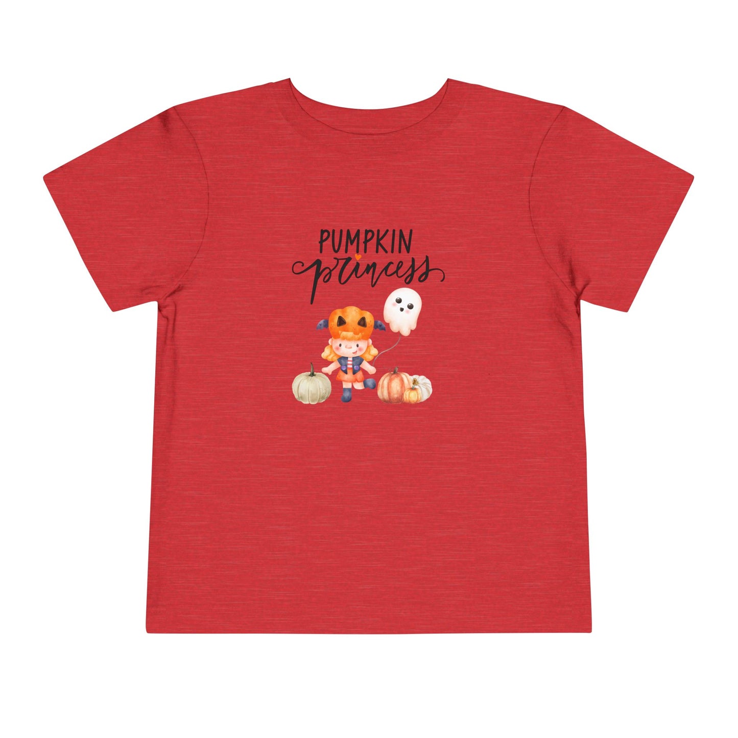 Halloween toddler girl tee stating 'Pumpkin Princess' in color red heather