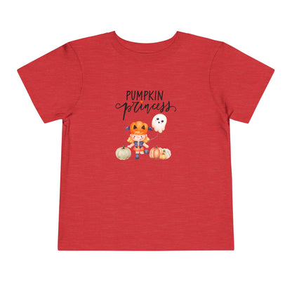 Halloween toddler girl tee stating 'Pumpkin Princess' in color red heather