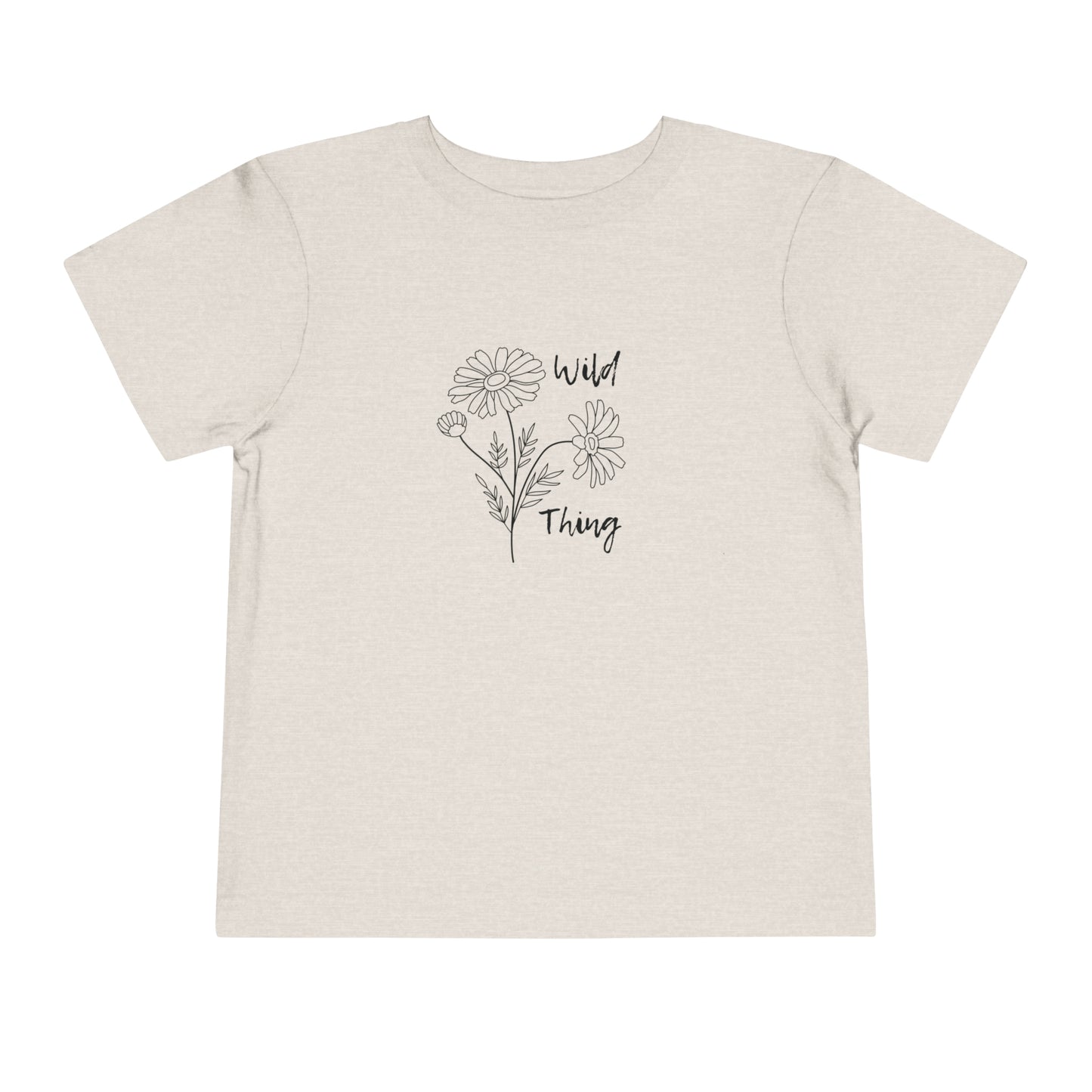 Comfortable funny graphic toddler tee stating 'wild thing' in color  heather dust