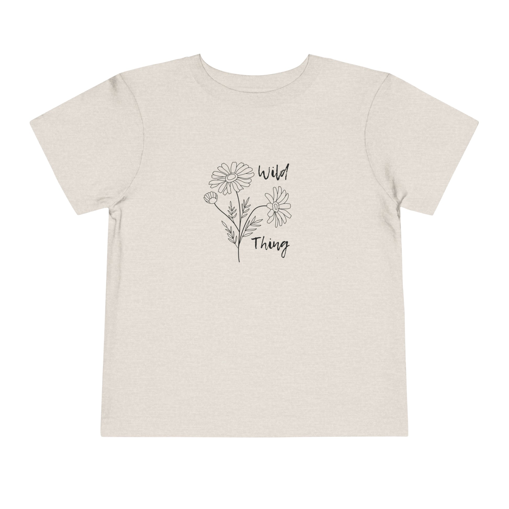 Comfortable funny graphic toddler tee stating 'wild thing' in color  heather dust