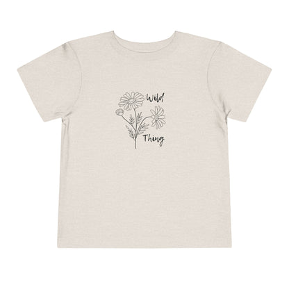 Comfortable funny graphic toddler tee stating 'wild thing' in color  heather dust