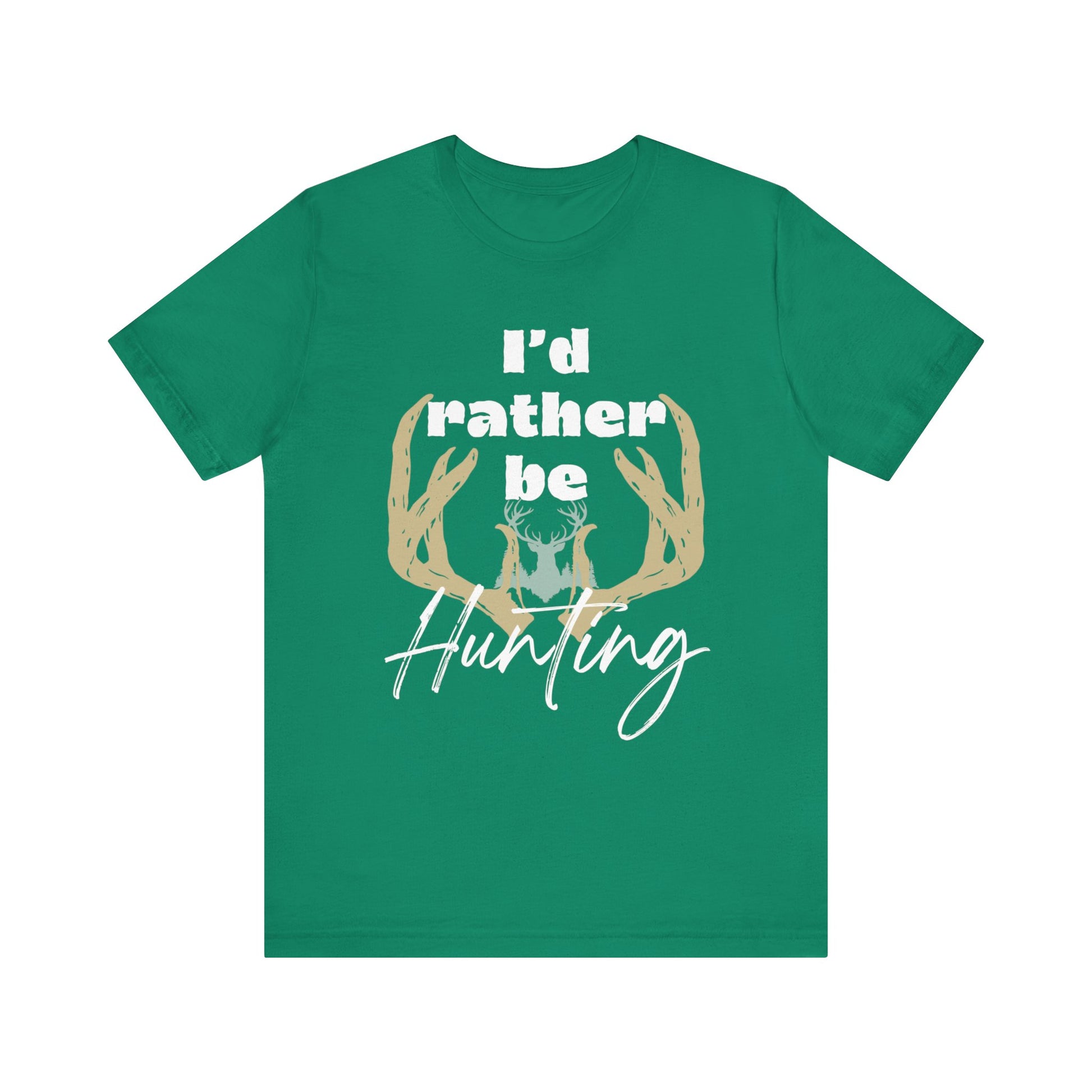 Southern Charm tee shirt stating 'I'd Rather Be Hunting' in color kelly