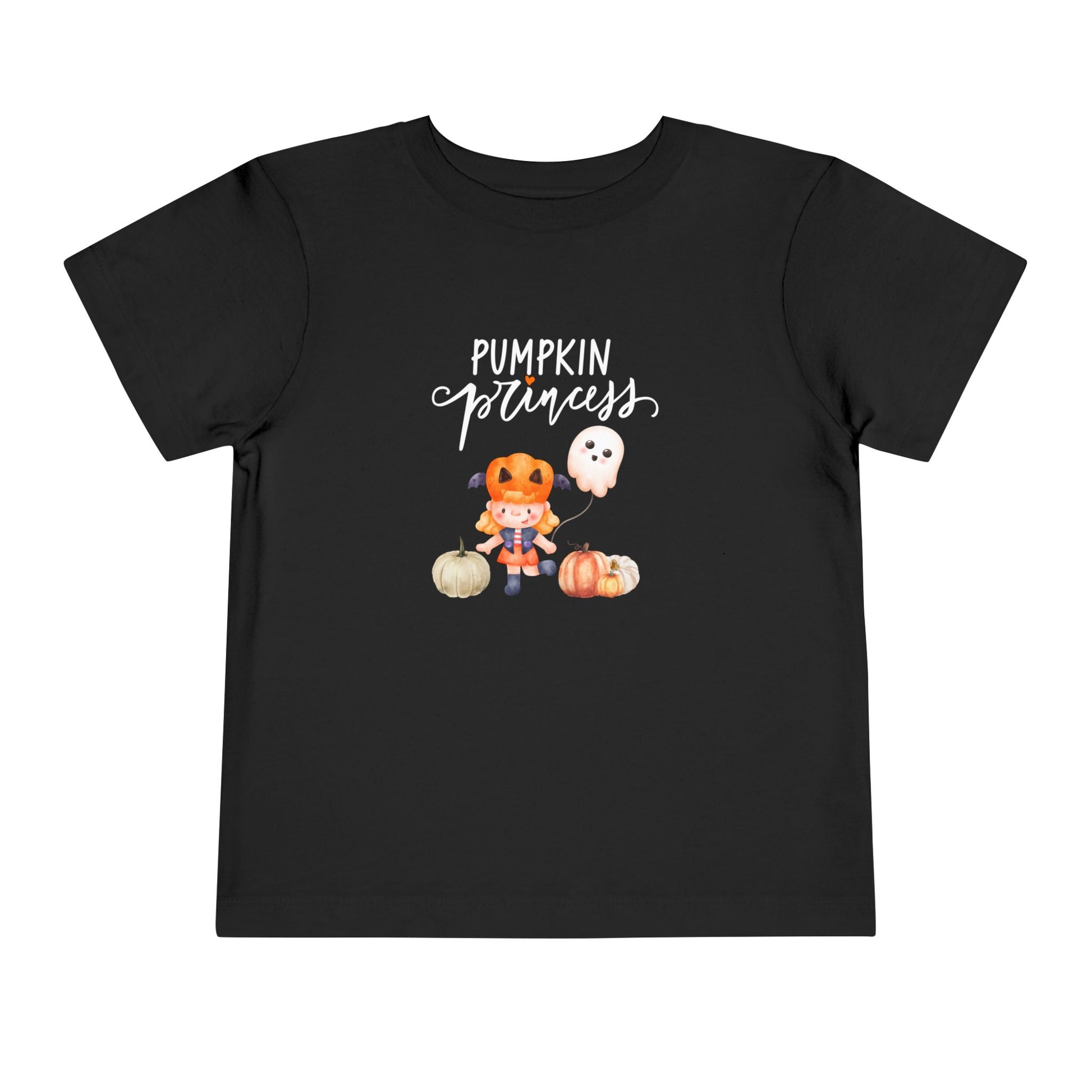 Halloween toddler girl tee stating 'Pumpkin Princess' in color black