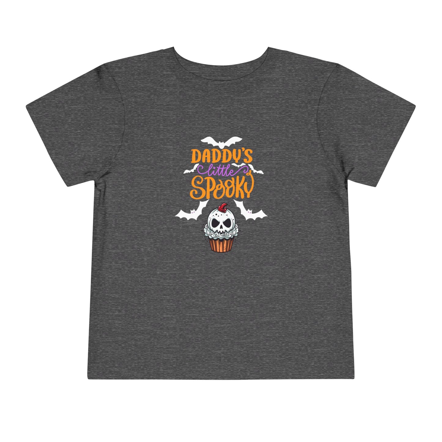 Toddler Halloween shirt stating 'Daddy's Little Spooky' in color deep heather