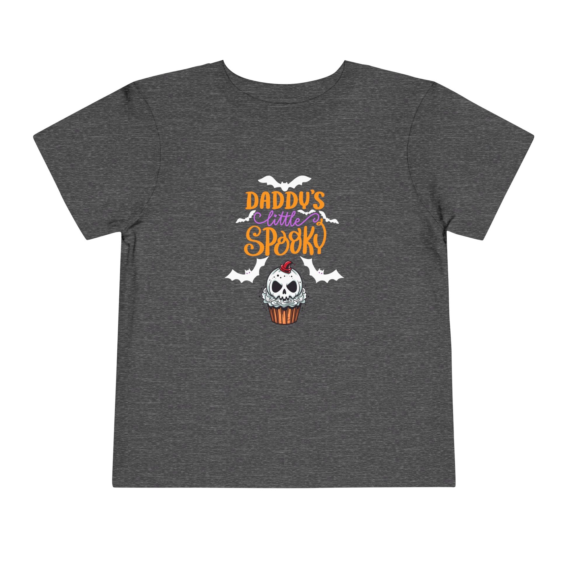 Toddler Halloween shirt stating 'Daddy's Little Spooky' in color deep heather