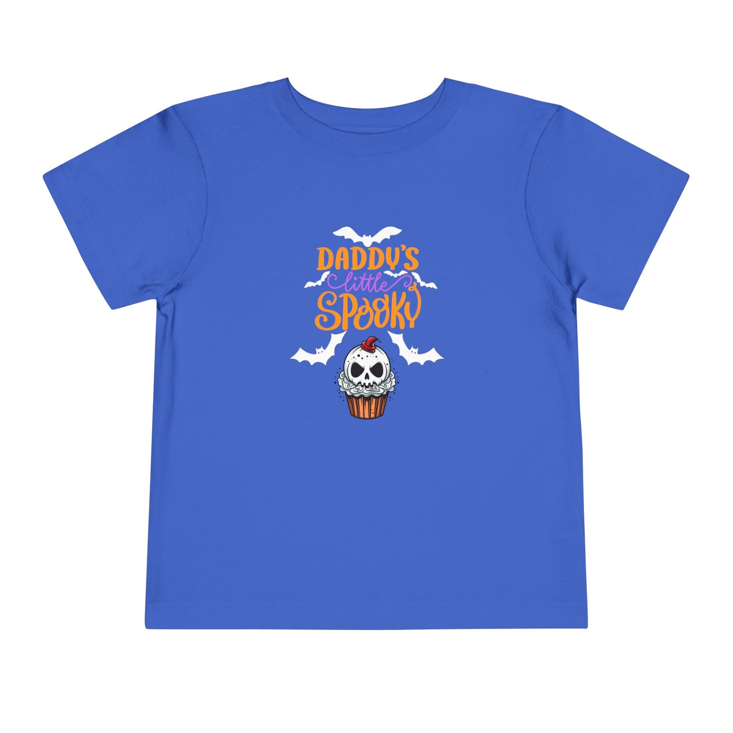 Toddler Halloween shirt stating 'Daddy's Little Spooky' in color true royal