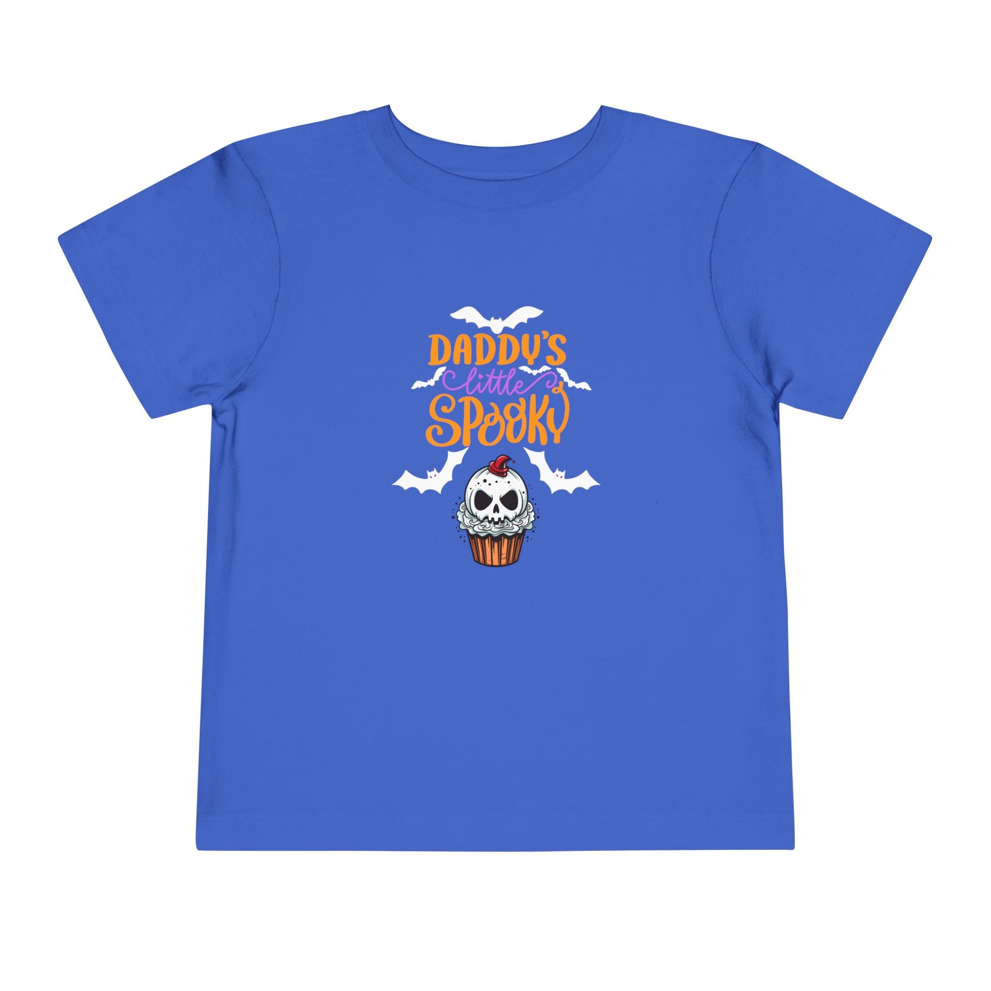 Toddler Halloween shirt stating 'Daddy's Little Spooky' in color true royal