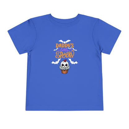 Toddler Halloween shirt stating 'Daddy's Little Spooky' in color true royal