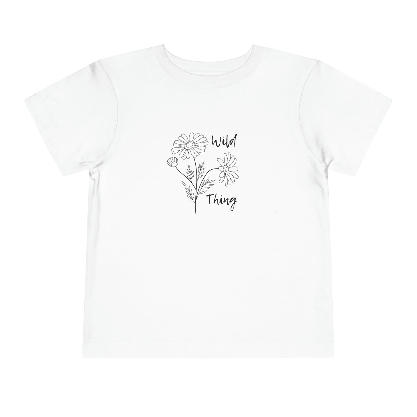 Comfortable funny graphic toddler tee stating 'wild thing' in color white