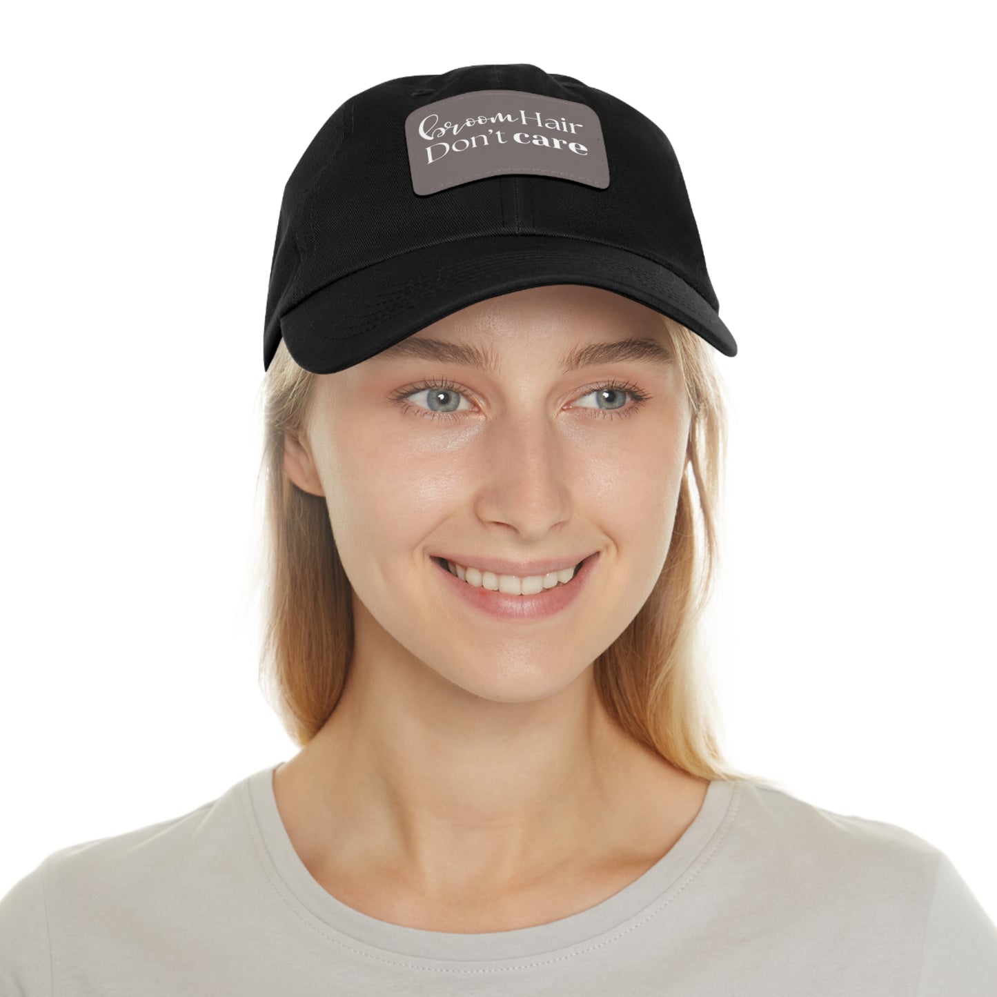 Halloween Dad Hat with Leather Patch - Broom hair. Don't care.