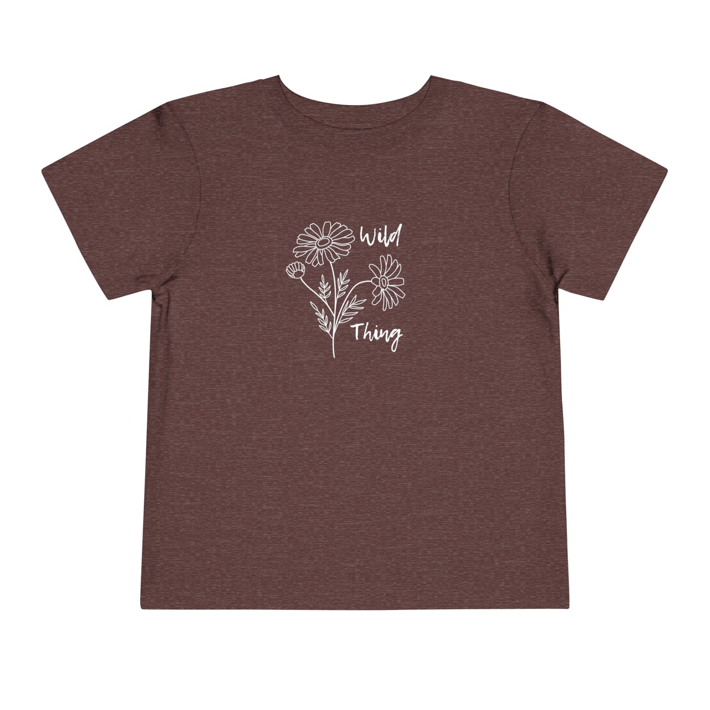 Comfortable funny graphic toddler tee stating 'wild thing' in color  maroon heather