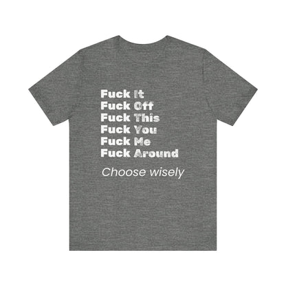 Adult humor tee shirt in color deep heather