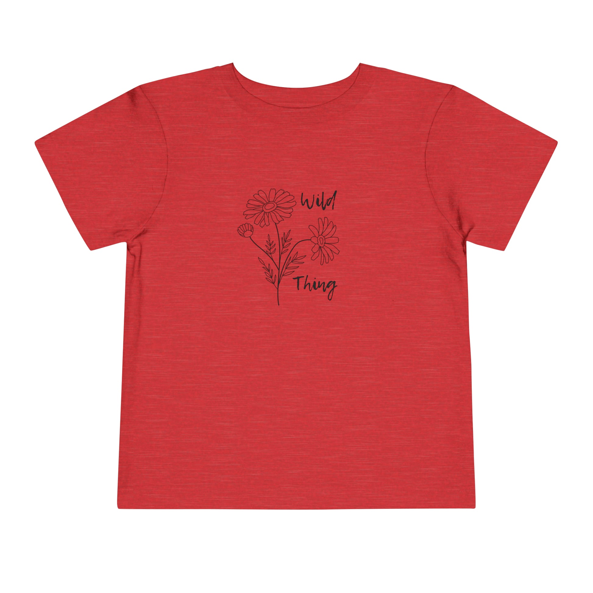 Comfortable funny graphic toddler tee stating 'wild thing' in color  heather red