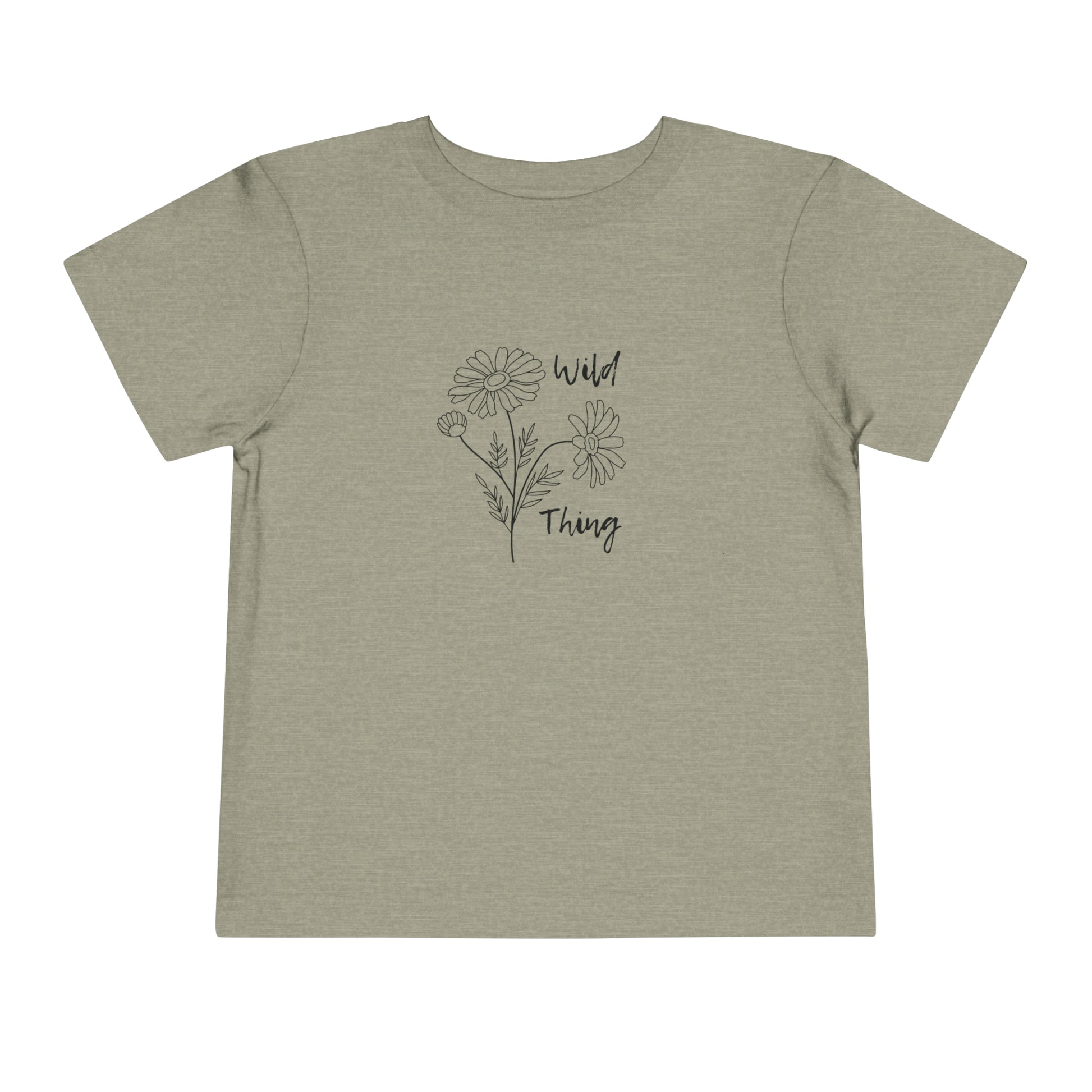 Comfortable funny graphic toddler tee stating 'wild thing' in color  heather stone