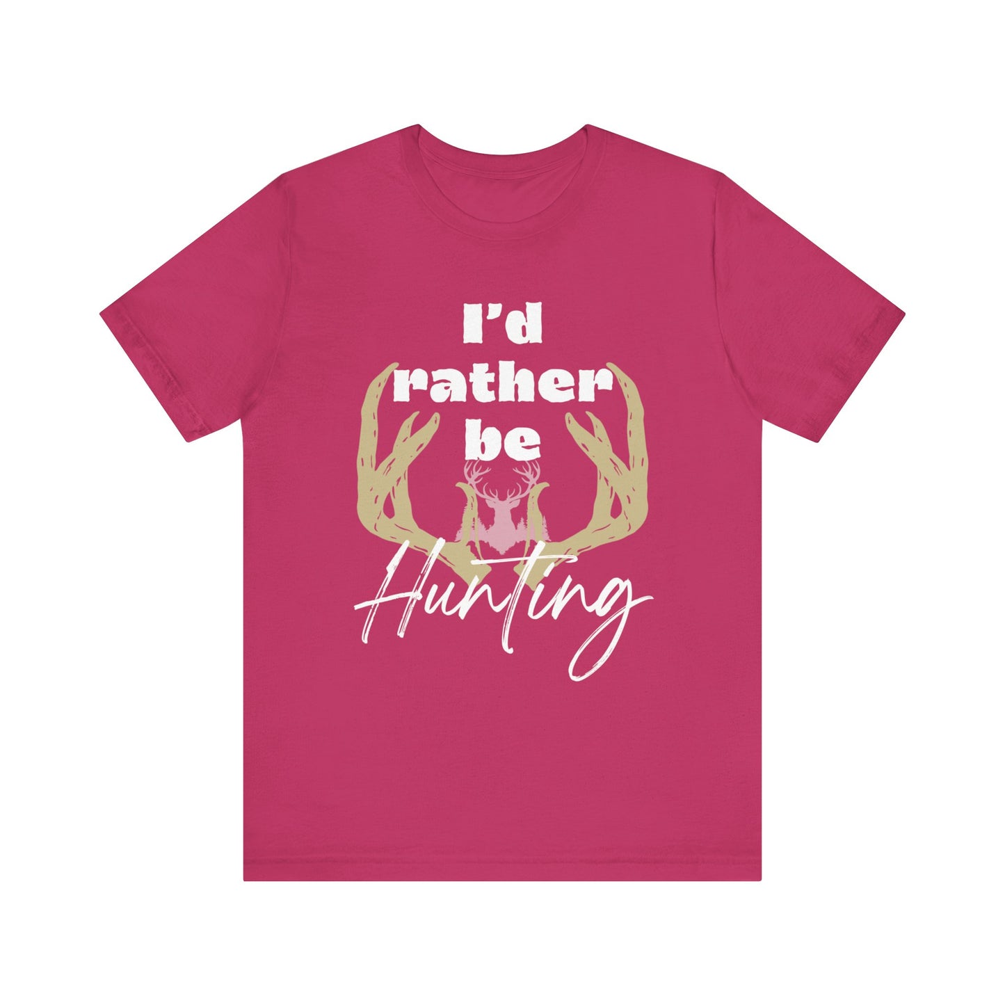 Southern Charm tee shirt stating 'I'd Rather Be Hunting' in color berry