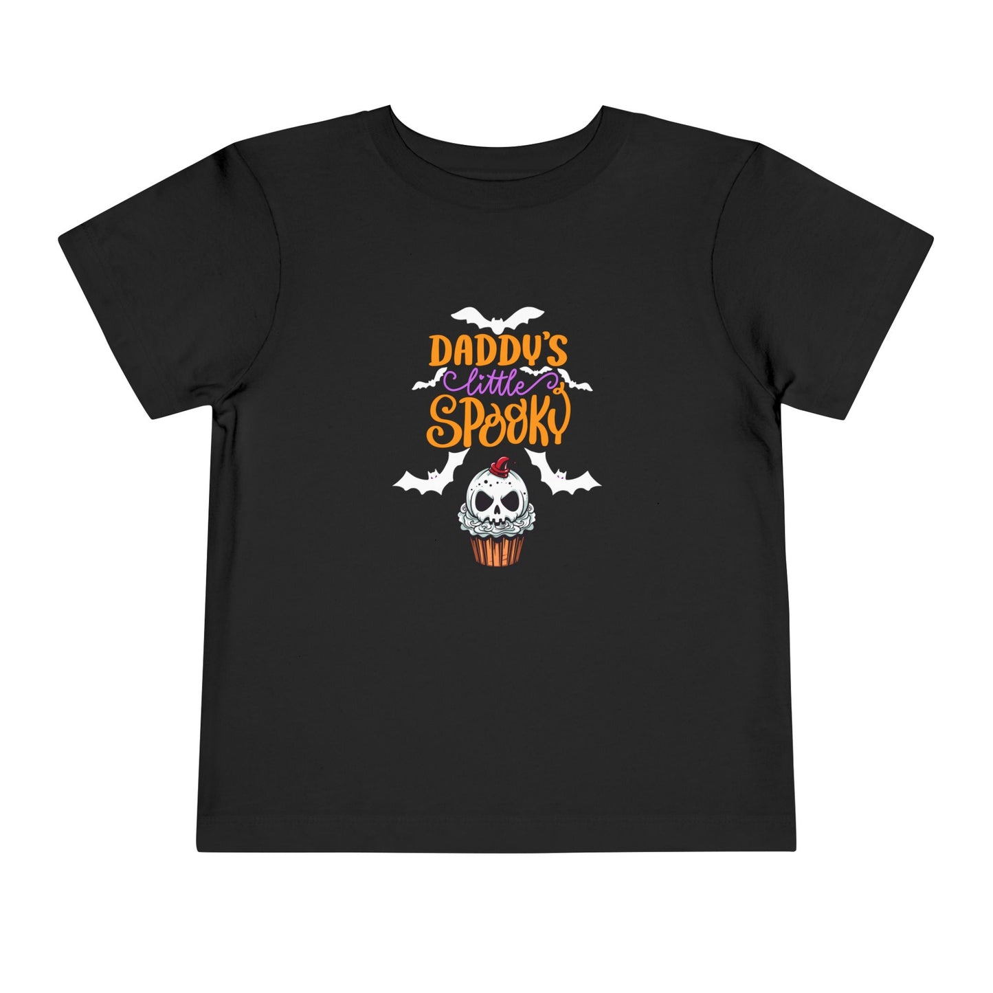 Toddler Halloween shirt stating 'Daddy's Little Spooky' in color black