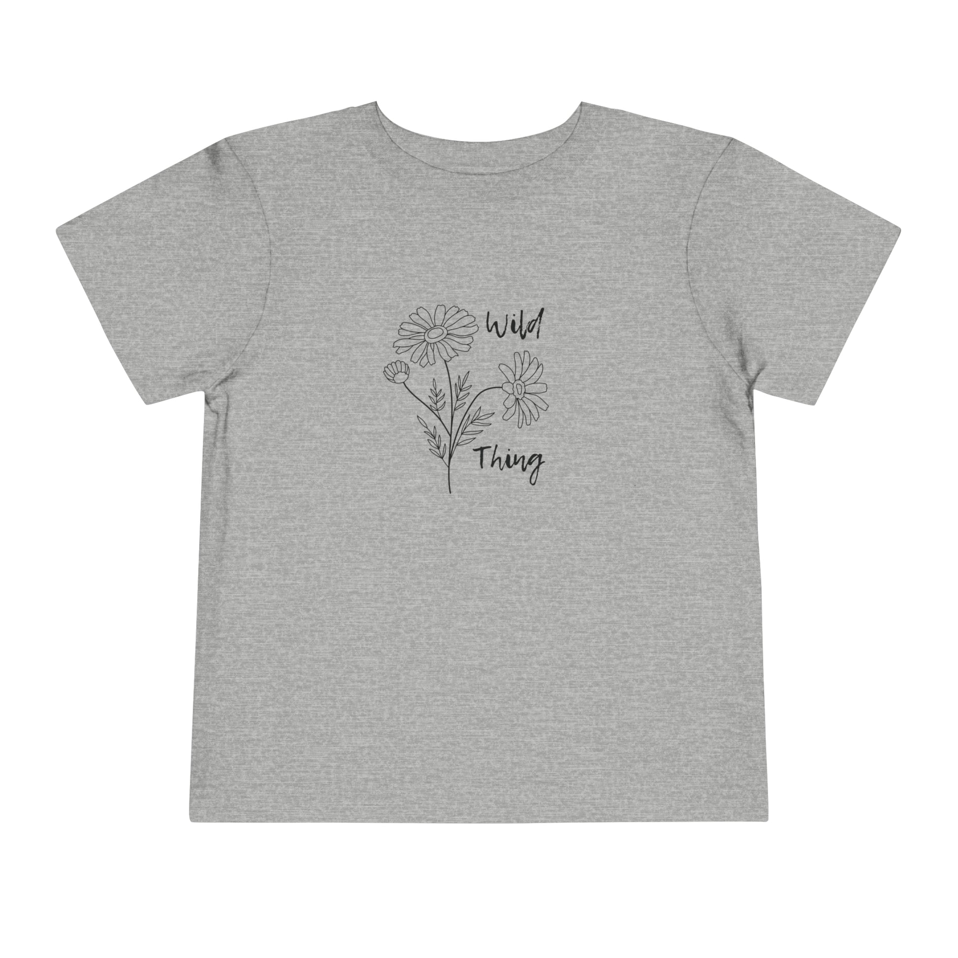 Comfortable funny graphic toddler tee stating 'wild thing' in color  athletic heather