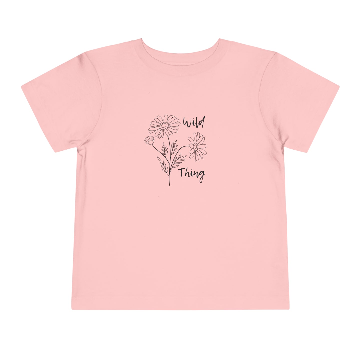Comfortable funny graphic toddler tee stating 'wild thing' in color pink