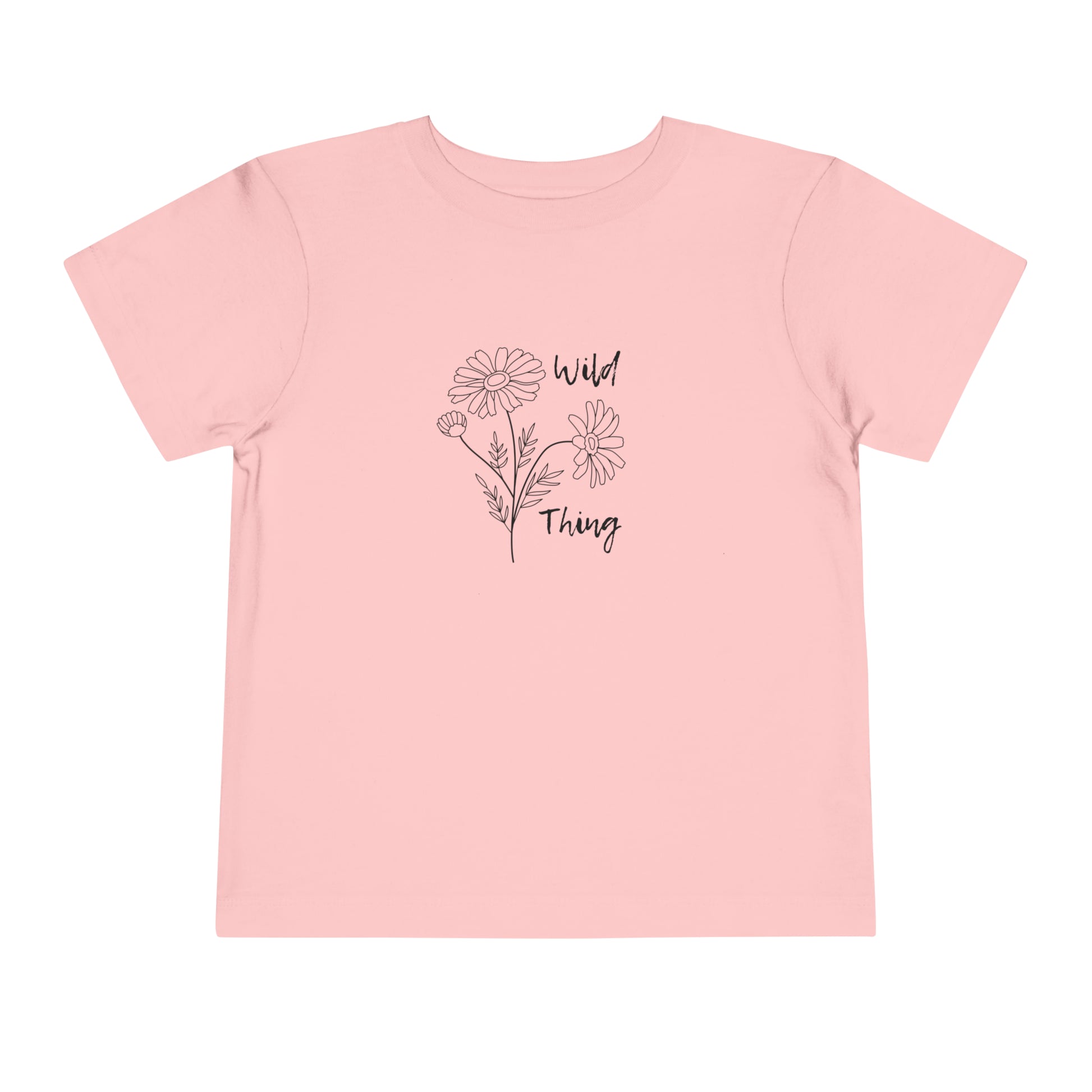 Comfortable funny graphic toddler tee stating 'wild thing' in color pink