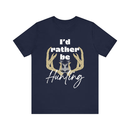 Southern Charm tee shirt stating 'I'd Rather Be Hunting' in color navy