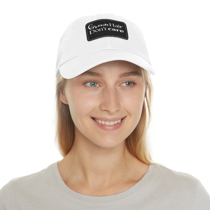 Halloween Dad Hat with Leather Patch - Broom hair. Don't care.