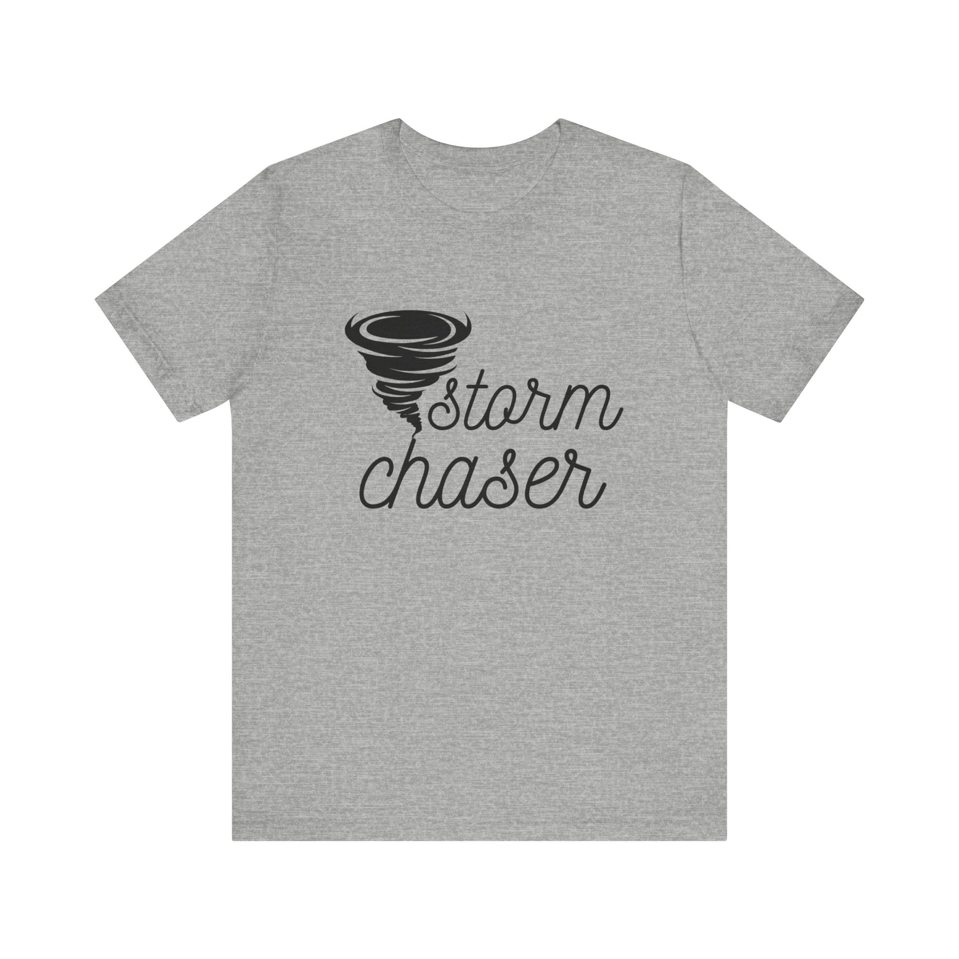 Comfortable graphic tee stating 'Storm Chaser' in color athletic heather