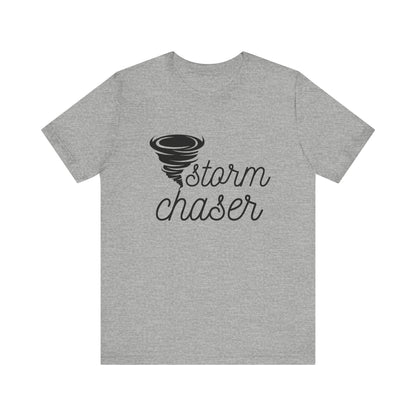 Comfortable graphic tee stating 'Storm Chaser' in color athletic heather