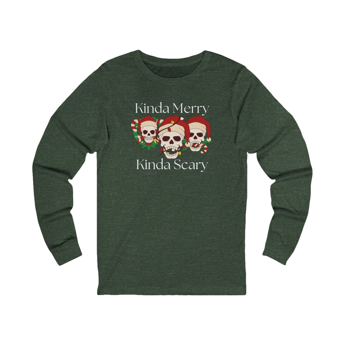Kinda Merry Kinda Scary | Long Sleeve| Christmas T-Shirt | Graphic Tee | Gift Idea | Unisex - Men and Women Tee | Funny T-Shirt