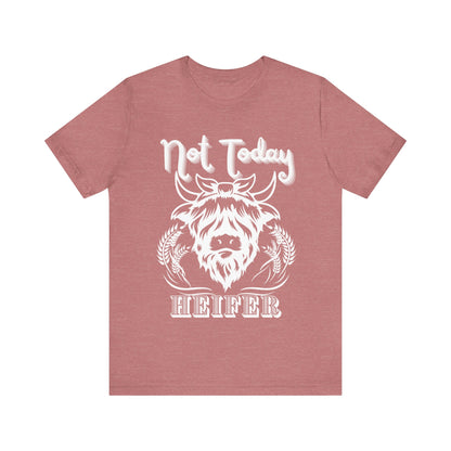 Southern women tee stating 'Not Today Heifer' in color heather mauve